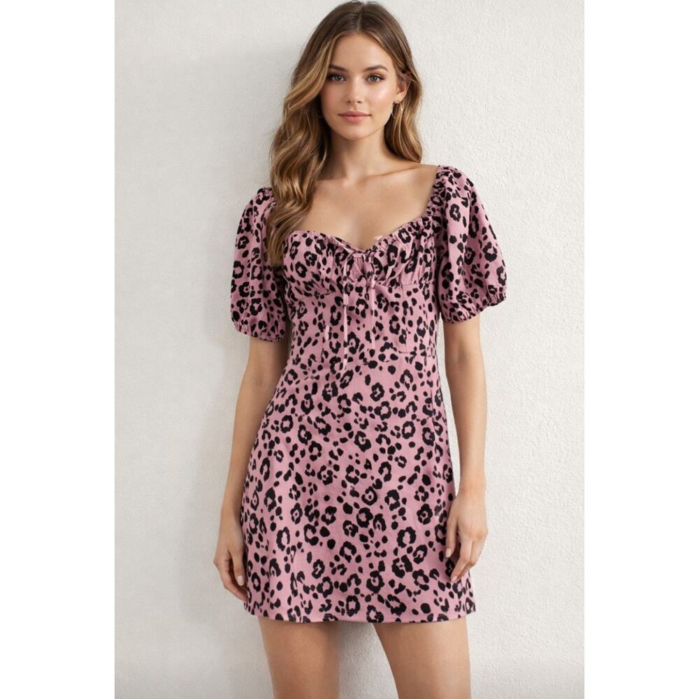 Re:named Purplr Black Leopard Pattern Mini Dress S